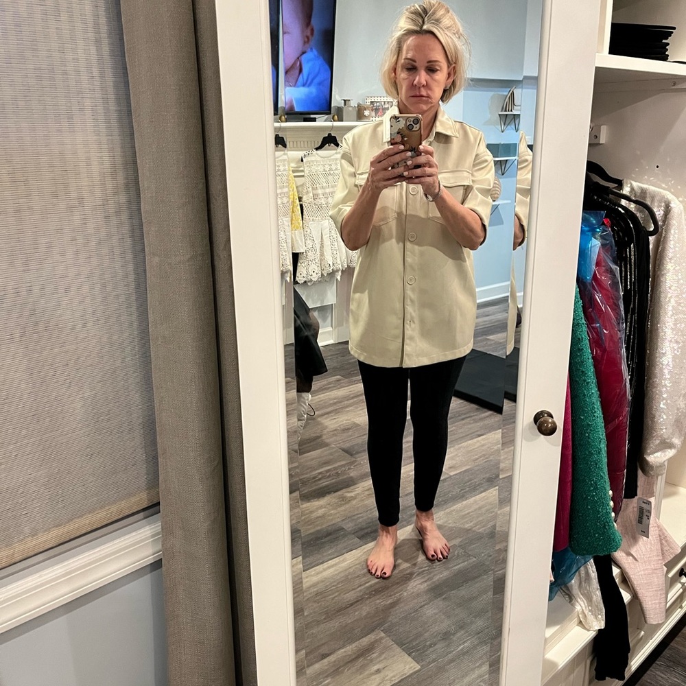 Seven for all mankind faux leather ss jacket/top